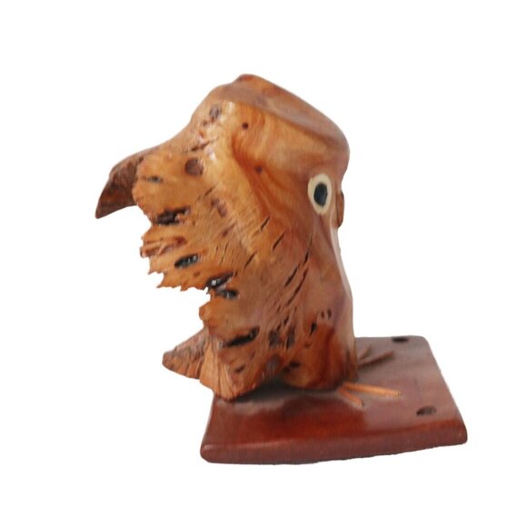 Vintage Hand-Carved Wooden Owl Bird Wood Burl Rustic Decor - Picture 4 of 8